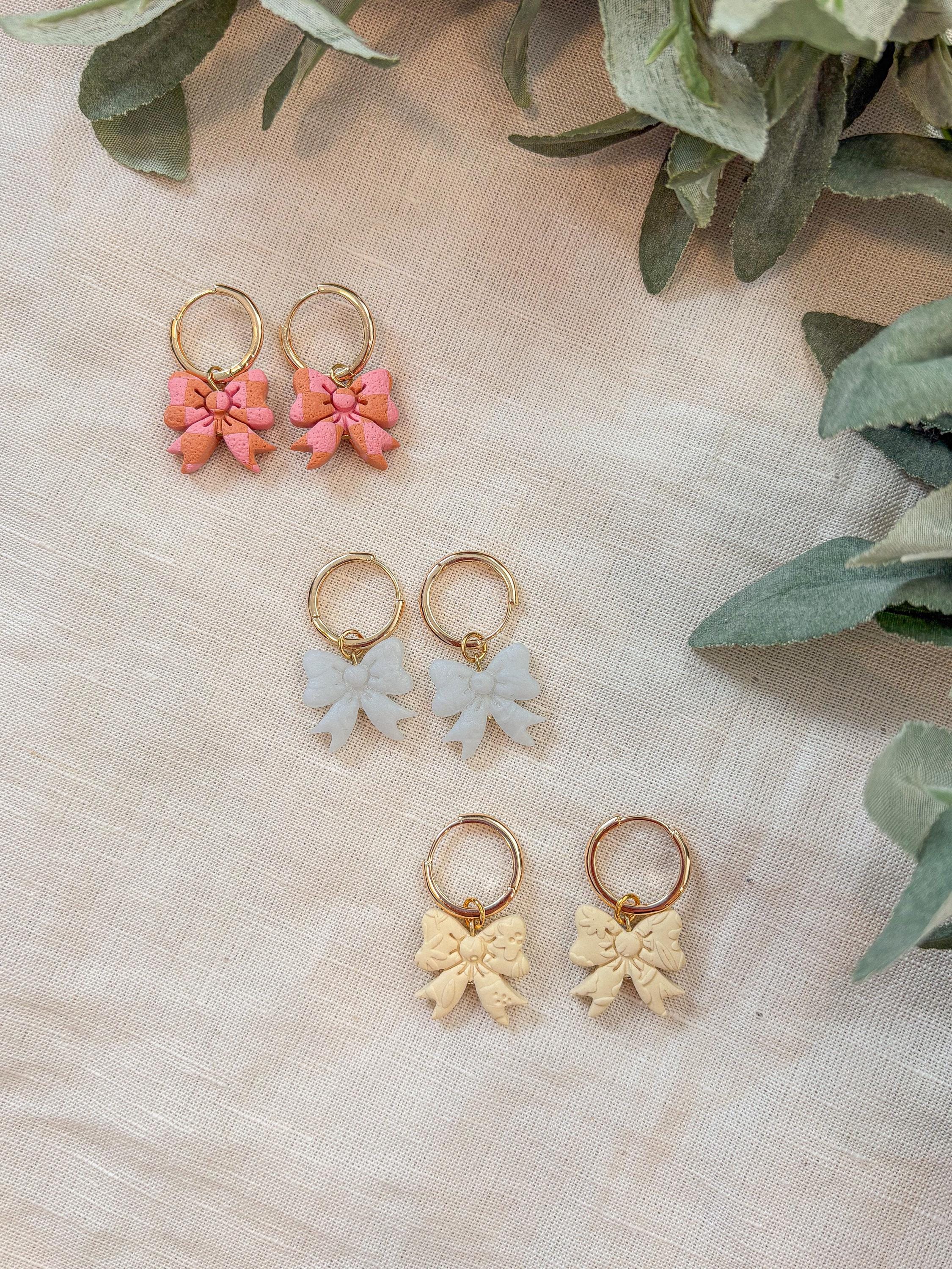 Bow Charm Hoop Earrings