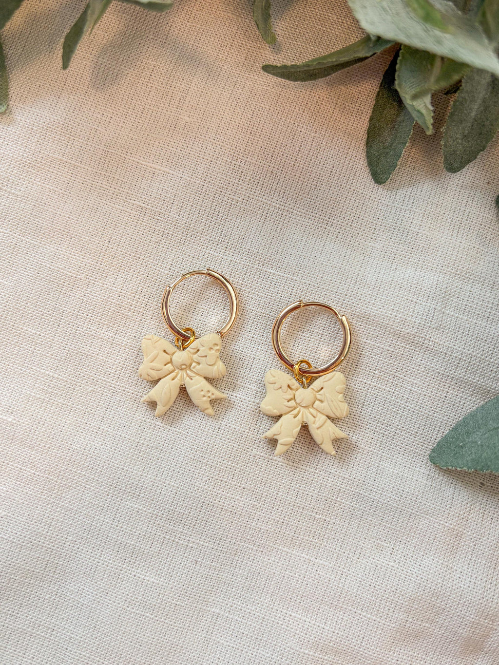 Bow Charm Hoop Earrings