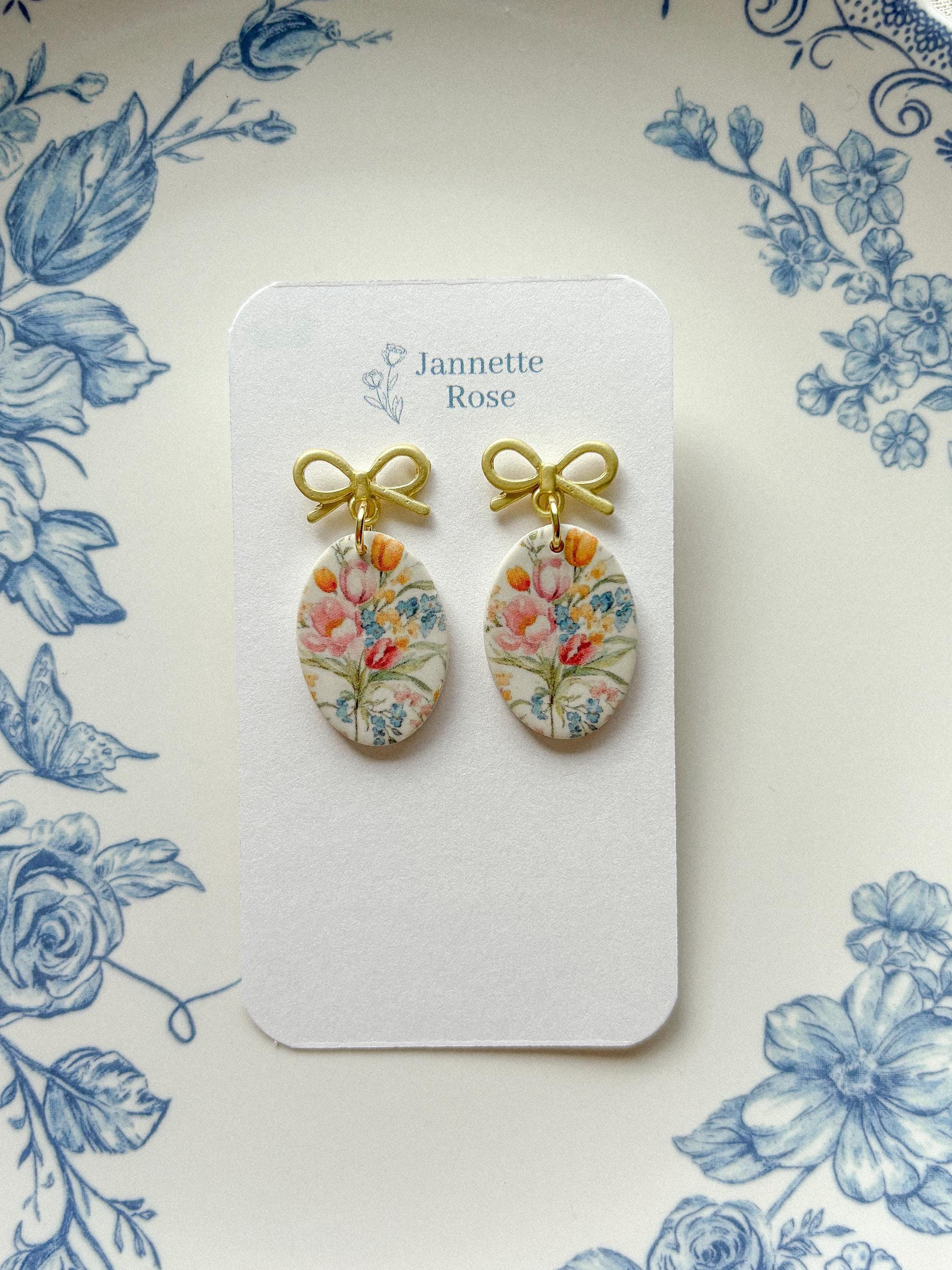 Oval and Bow Earrings