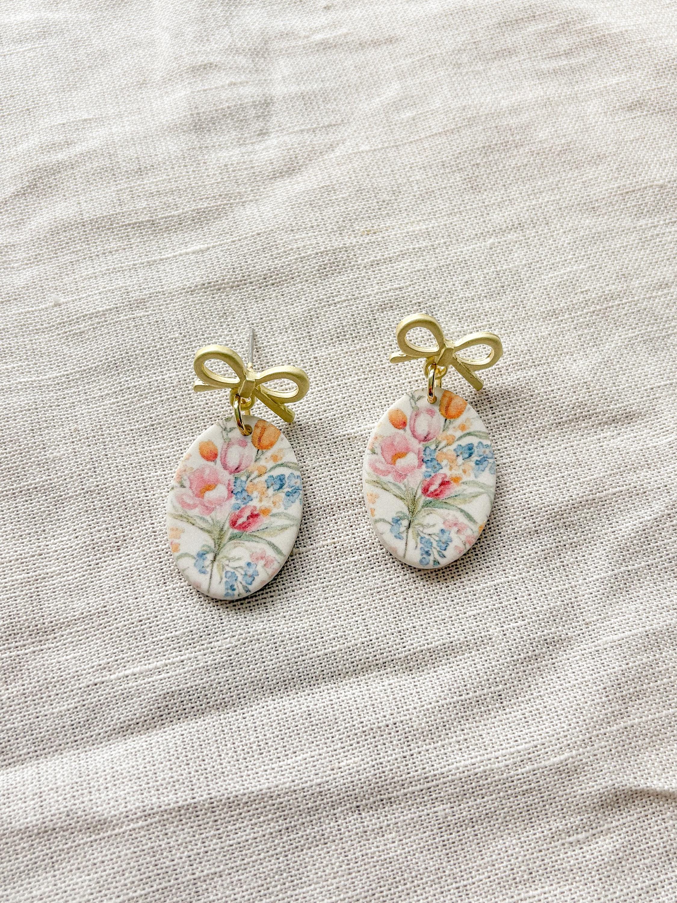 Oval and Bow Earrings