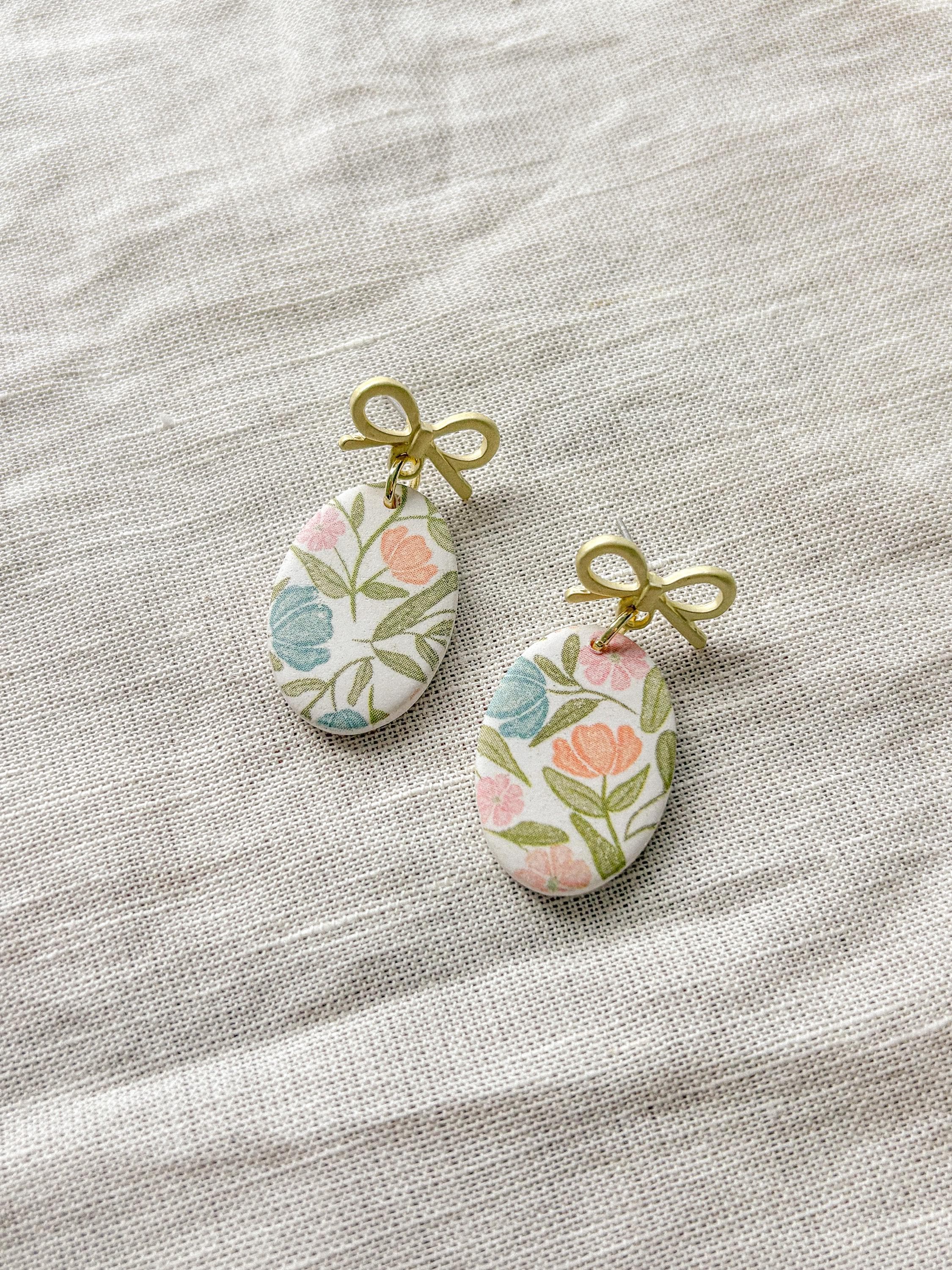 Oval and Bow Earrings