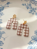 Brown Checker Arch Earrings