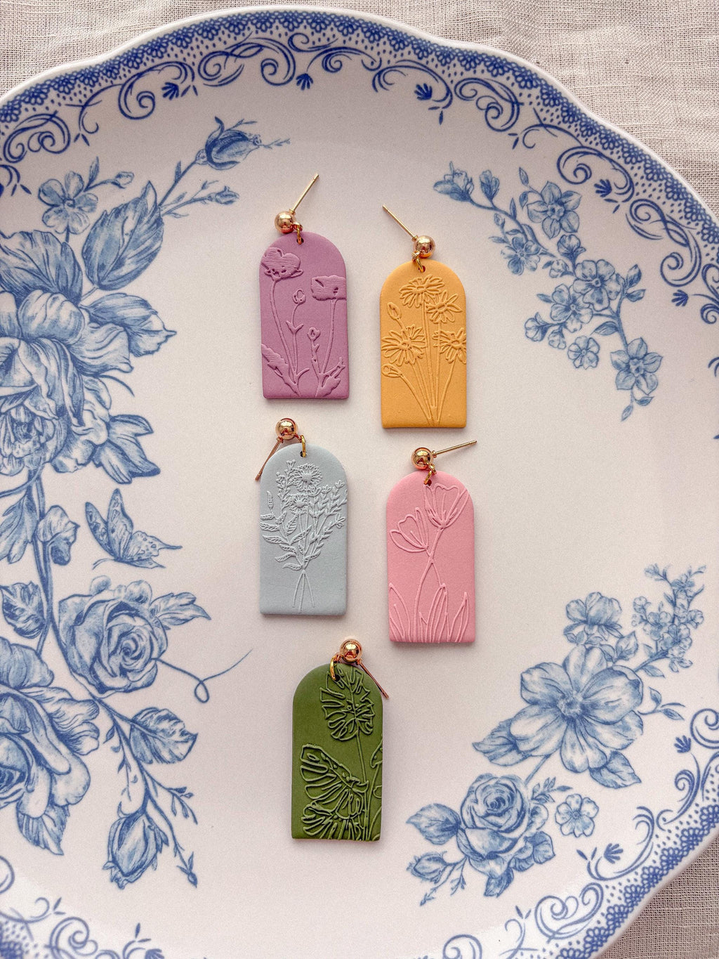 Textured Spring Floral Earrings