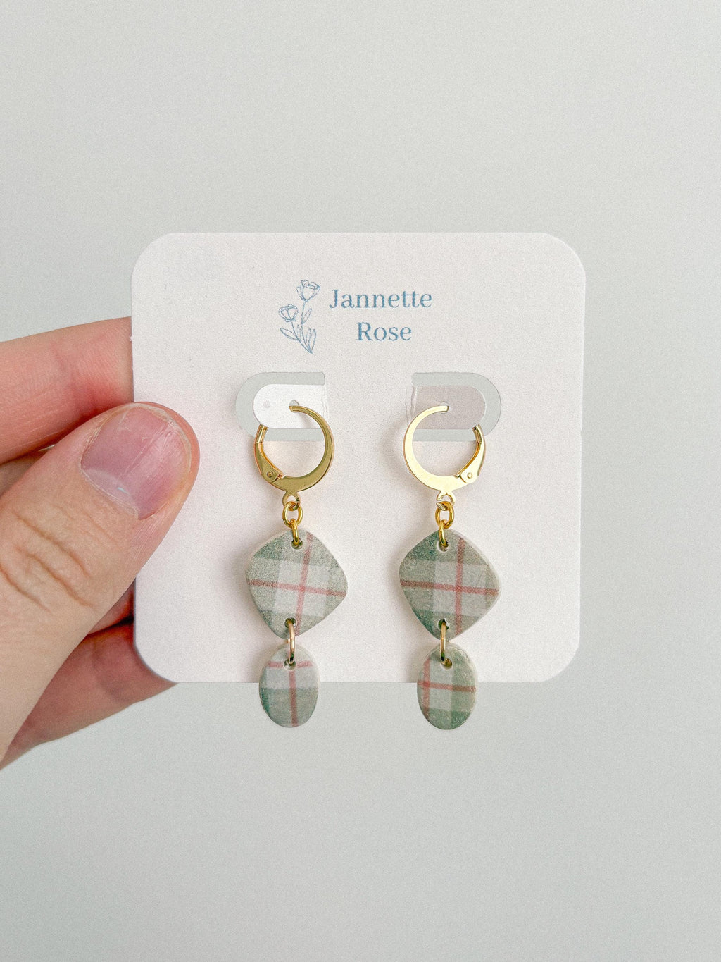 Plaid Diamond and Oval Earrings