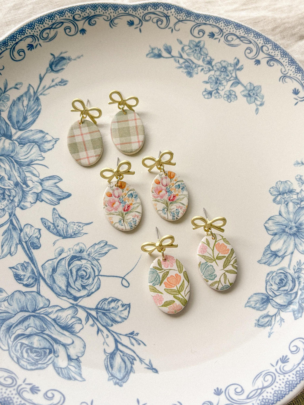 Oval and Bow Earrings