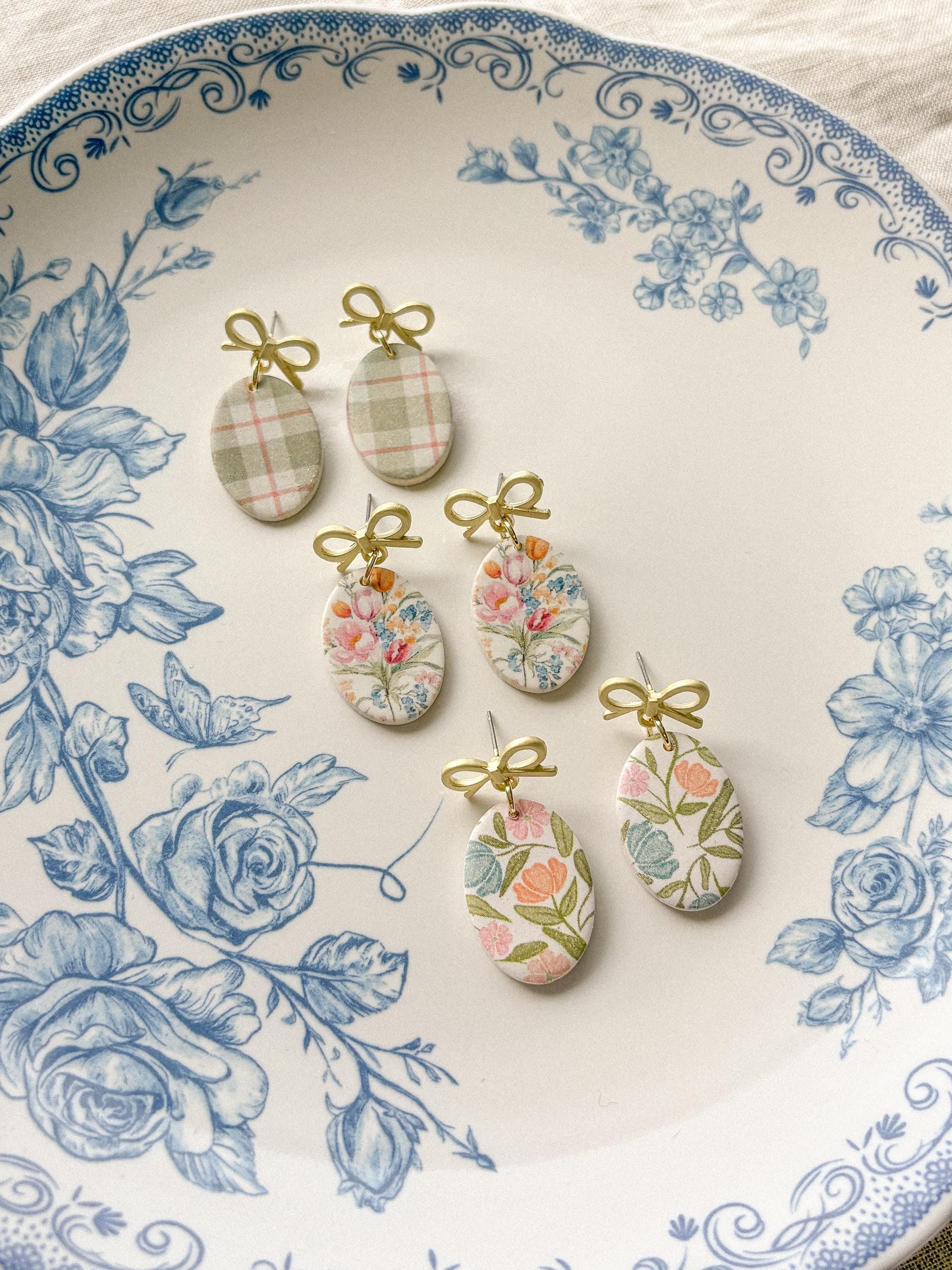 Oval and Bow Earrings